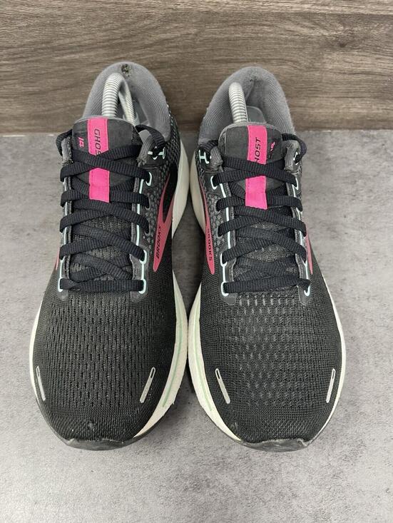 Brooks Ghost 14 Sneakers Womens Size 9.5 Wide Black Pink Running Athletic